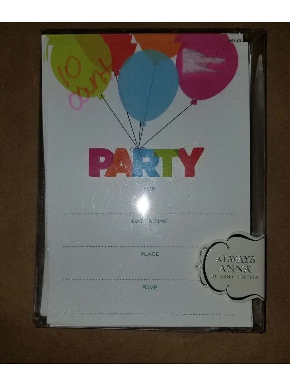 ALWAYS ANNA BY ANNA GRIFFIN PARTY INVITATIONS FILL-IN WITH ENVELOPES 10 COUNT